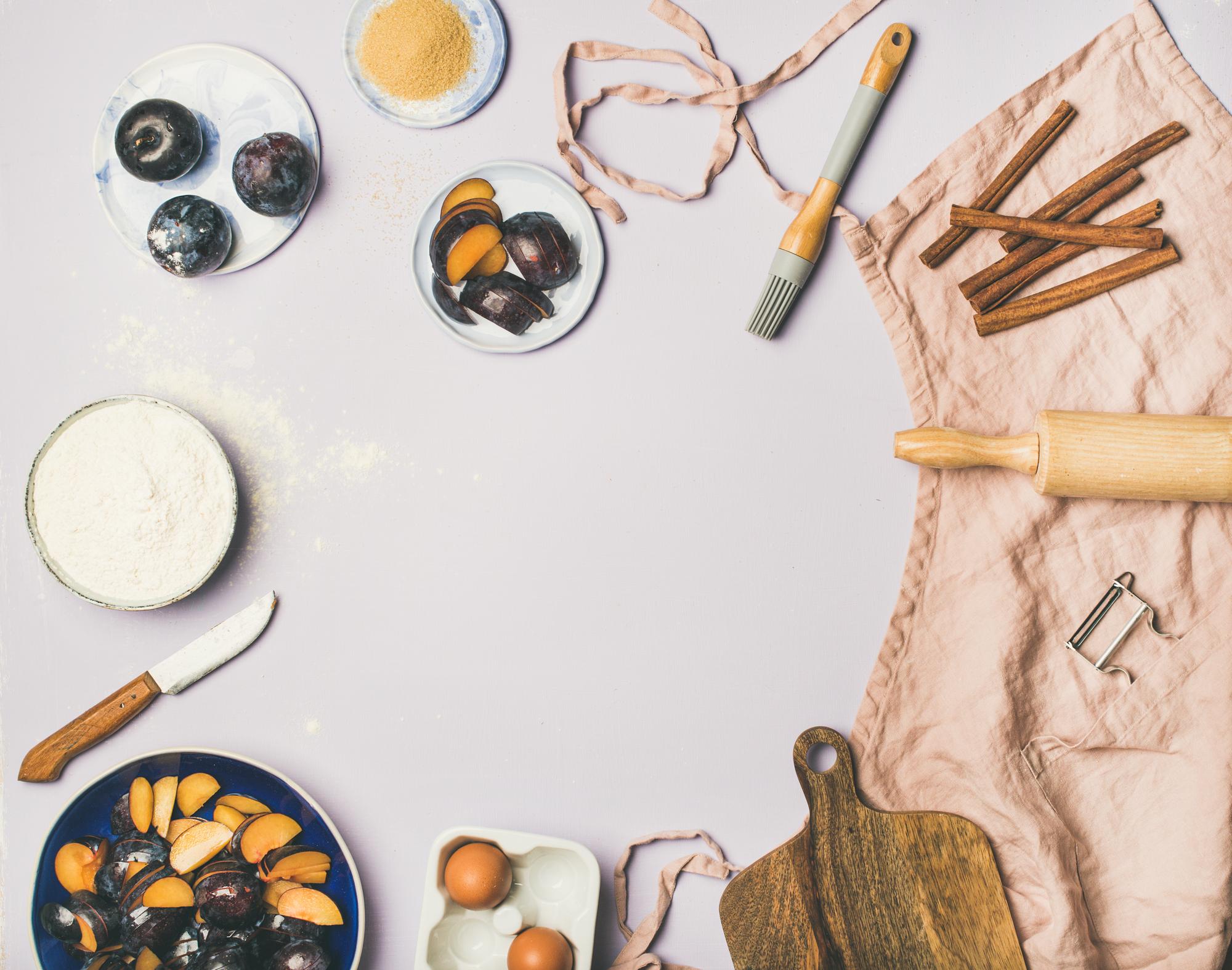 flat lay of class materials and recipe cards